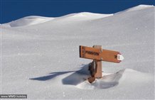 Wegweiser auf der Strecke zum Toblacher Pfannhorn