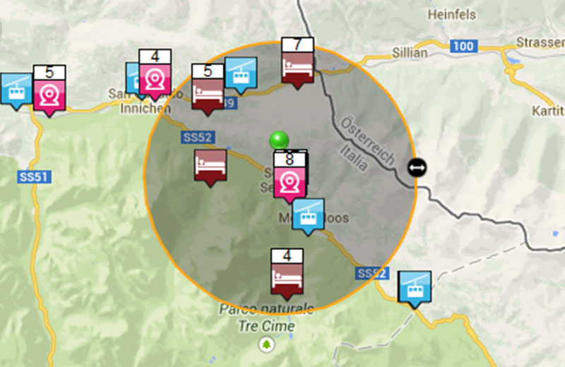 Karte vom Hochpustertal